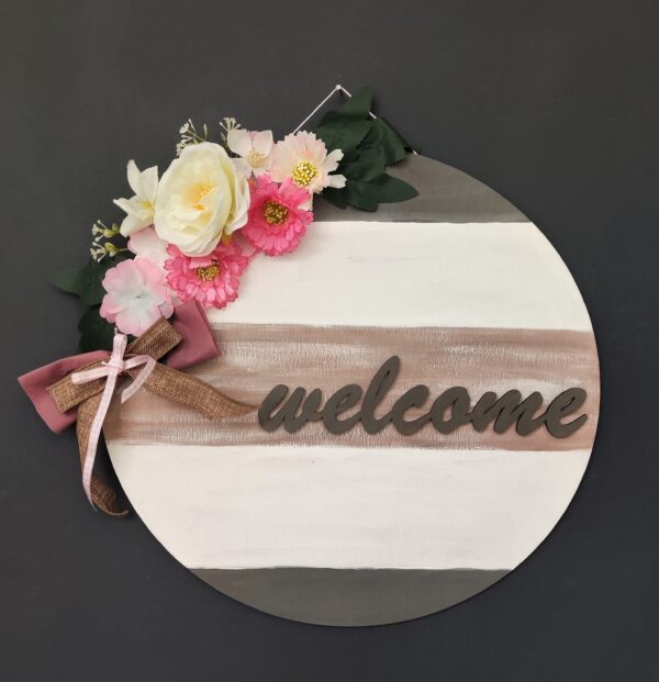Χειροποίητο ξύλινο διακοσμητικό πόρτας "welcome"